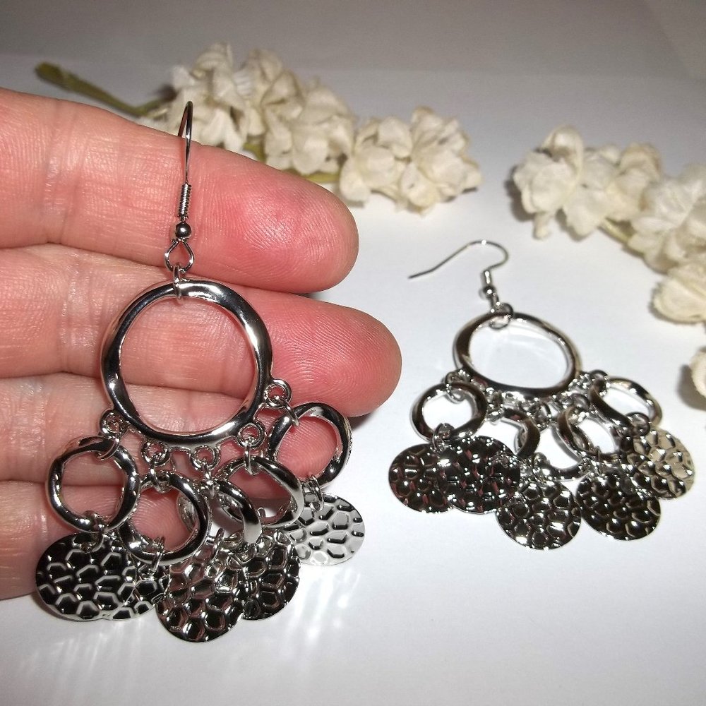 Silver Chandelier Earring Statement Dangle Drop H… - image 1